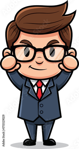 businessperson in suit, playful and determined stock illustration, isolated on transparent background