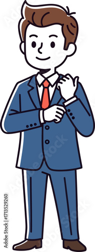 confident businessman adjusting his cufflinks poise, professionalism, and success, isolated on transparent background