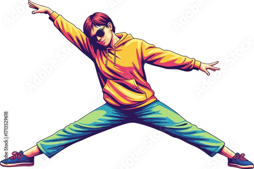 dynamic street dancer a vibrant pose of urban energy, isolated on transparent background
