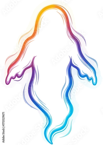 ethereal rainbow ghost a spectral silhouette of serenity, isolated on transparent background