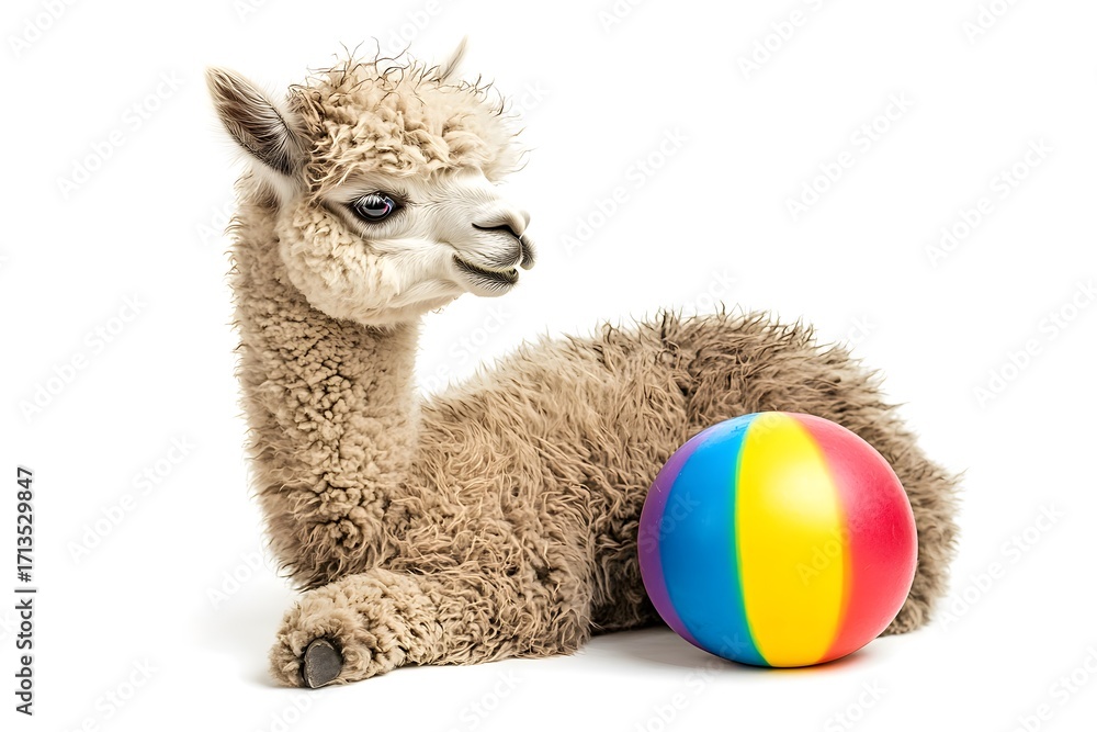 Fototapeta premium Playful Alpaca with Rubber Ball