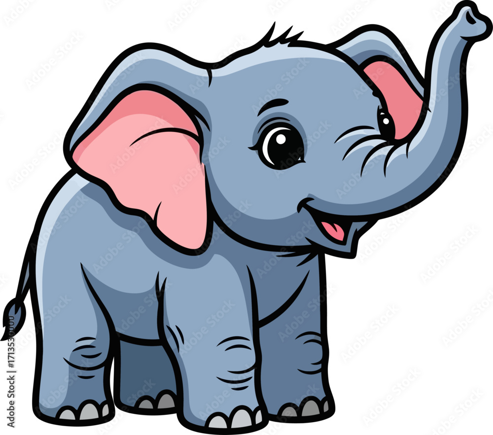 Naklejka premium happy baby elephant a joyful cartoon illustration, isolated on transparent background