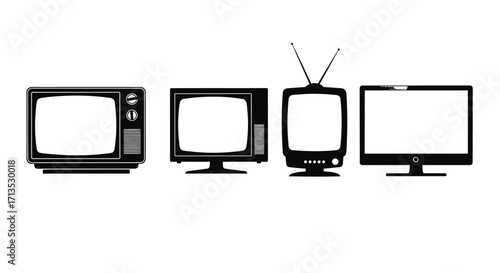 Evolution of television sets from vintage to modern display screens vector