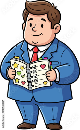 happy businessman successfully managing tasks and goals, isolated on transparent background