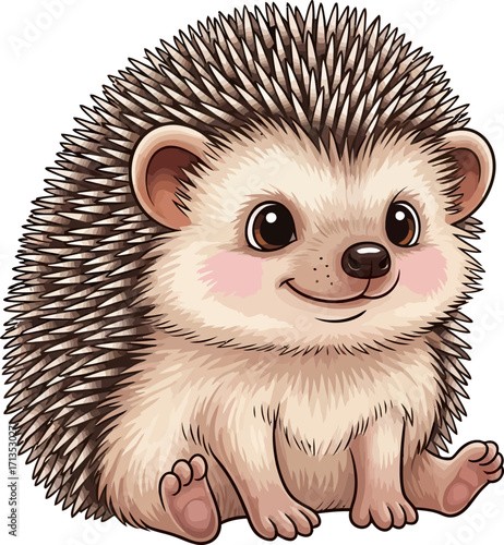 hedgehogs happy pose a charming cartoon character, isolated on transparent background