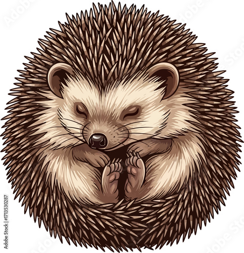 hedgehogs peaceful slumber a serene nature illustration, isolated on transparent background