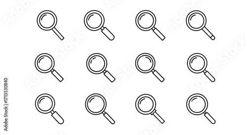Collection of hand drawn magnifying glass icons for search and discovery concepts vector