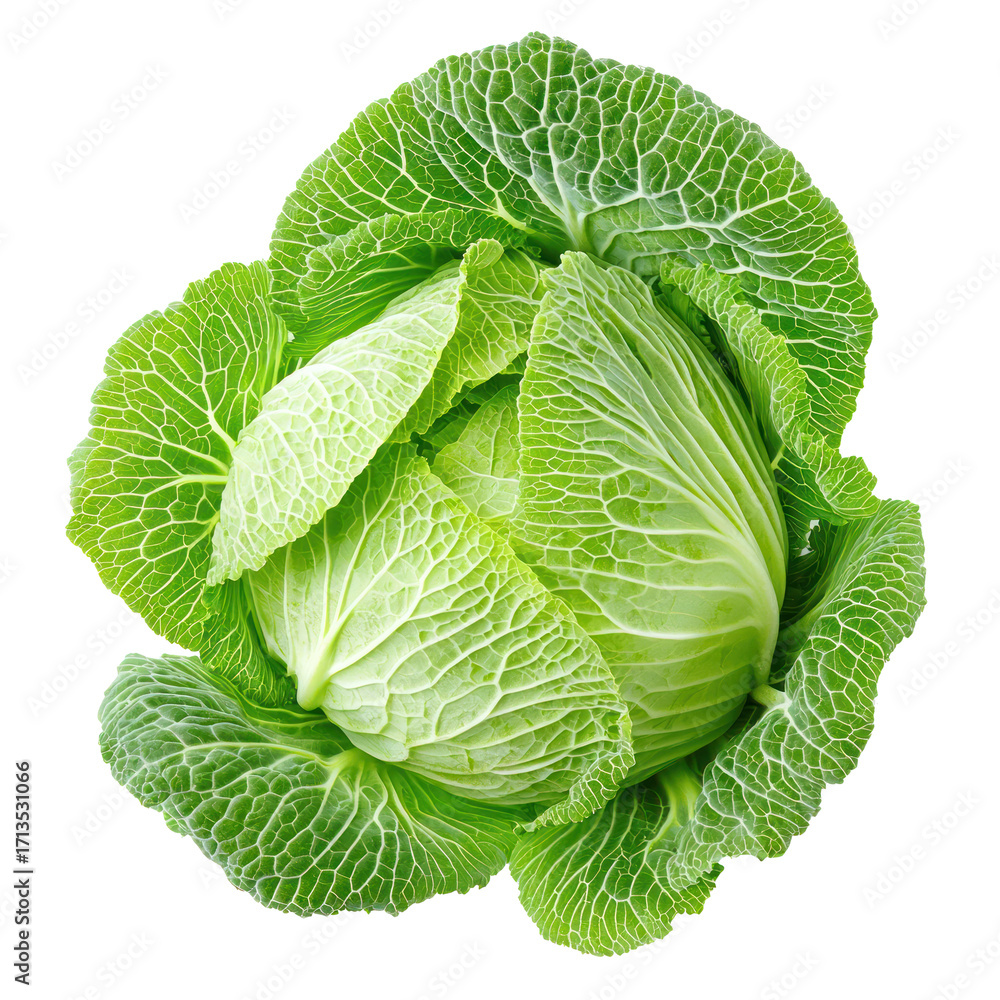 Obraz premium Napa cabbage, the leaves form a loose, rosette pattern with visible ribs and veins. full length isolate on transparent background