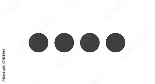 Four dark gray dots arranged horizontally on a white canvas ready for use vector