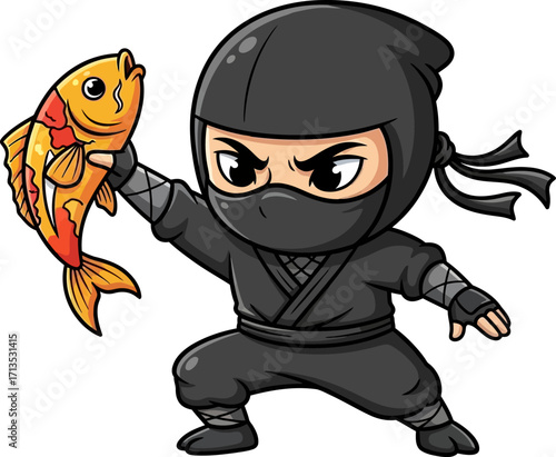 mini ninjas koi catch a stealthy success, isolated on transparent background