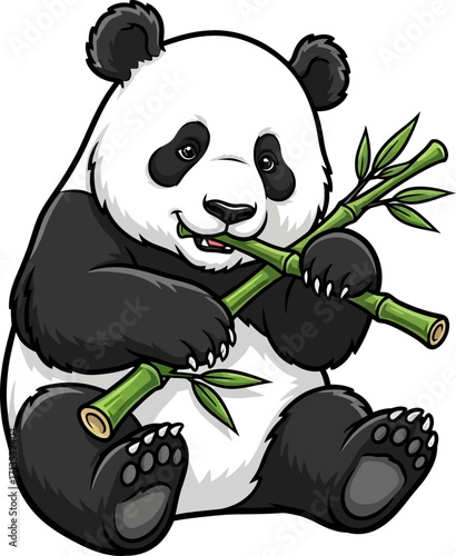 pandas bamboo delight a moment of tranquil snacking, isolated on transparent background