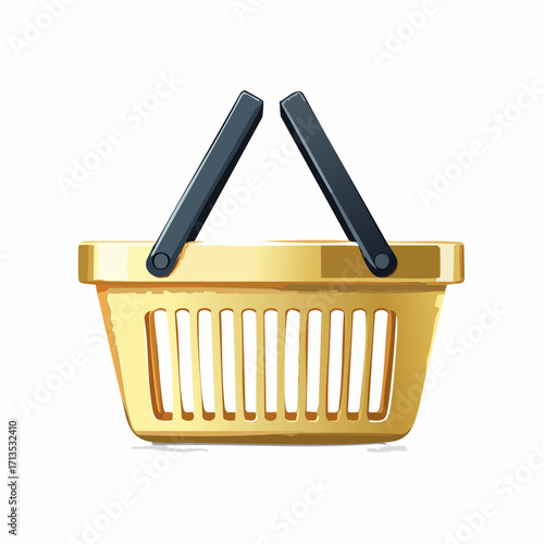 Luxury golden shopping basket icon for e-commerce and retail concepts, symbolizing premium online purchasing and exclusive sales