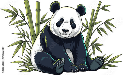 pandas peaceful bamboo haven serene nature illustration, isolated on transparent background