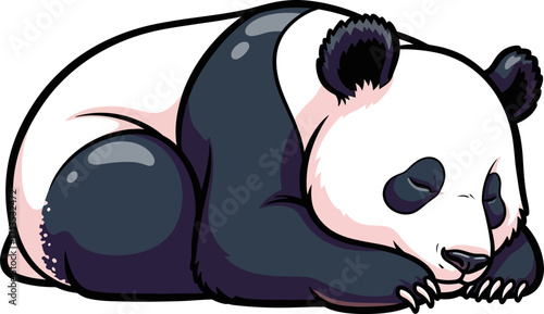 peaceful panda dreams a serene illustration of tranquility, isolated on transparent background