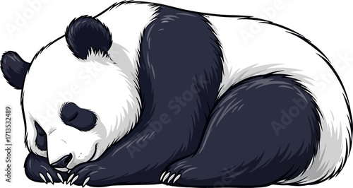 peaceful panda slumber a moment of tranquil dreams, isolated on transparent background
