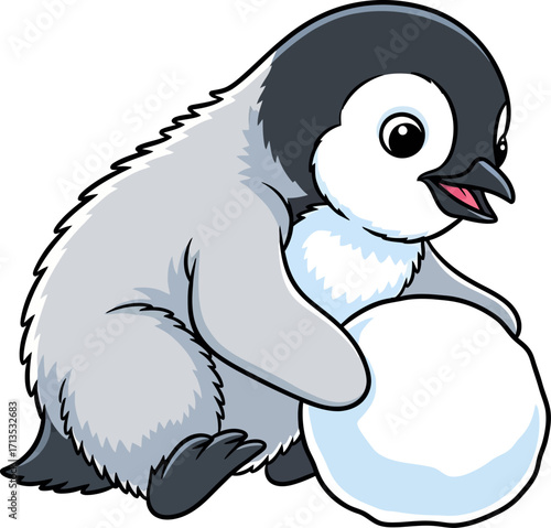 playful penguin chicks snowy fun a delightful winter scene, isolated on transparent background