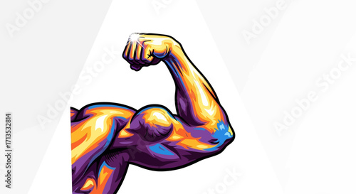 powerful bicep a vibrant display of strength and potential, isolated on transparent background