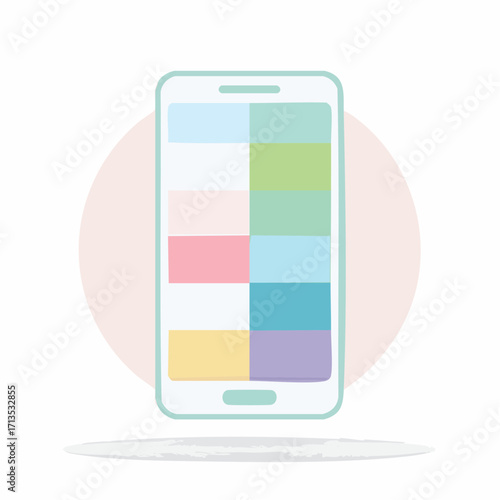 Modern Mobile Phone Displaying Pastel Color Palette for App Design Inspiration
