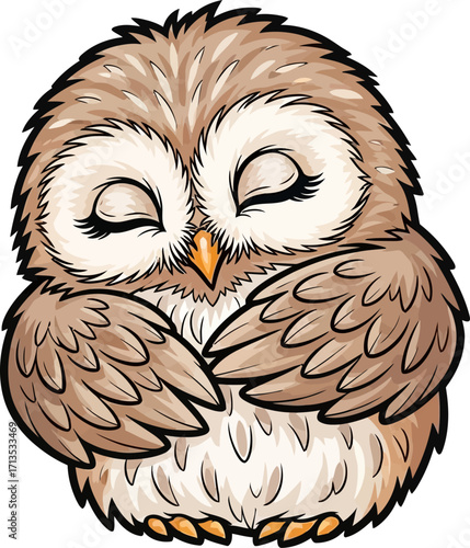 sweet dreams an adorable sleeping owl illustration, isolated on transparent background