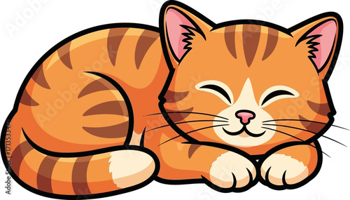 sweet dreams an adorable orange tabby kitten curled up in peaceful slumber, isolated on transparent background