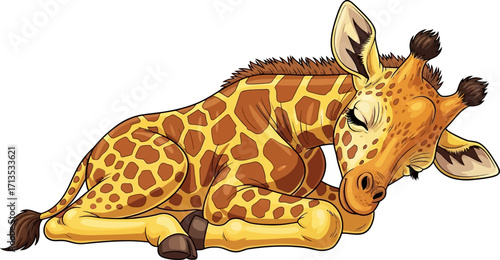 sweet dreams of the savanna a gentle giraffes slumber, isolated on transparent background