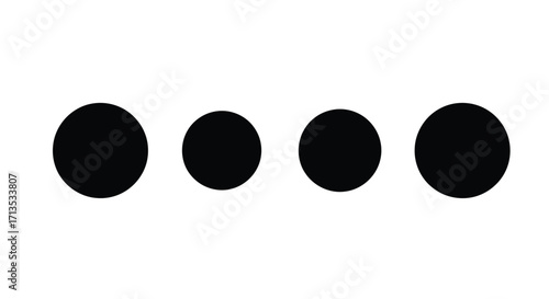 Four black dots arranged horizontally on a clean white surface vector