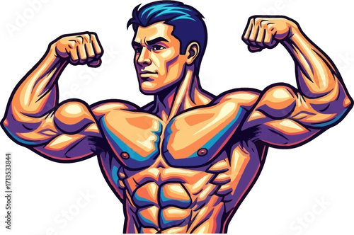 the bodybuilders focused gaze a powerful portrait of strength and determination, isolated on transparent background