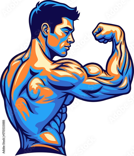 the bodybuilders focused gaze a study in strength and determination, isolated on transparent background