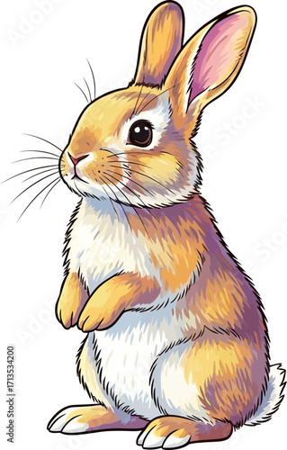 the curious bunnys sunny meadow gaze a springtime illustration, isolated on transparent background