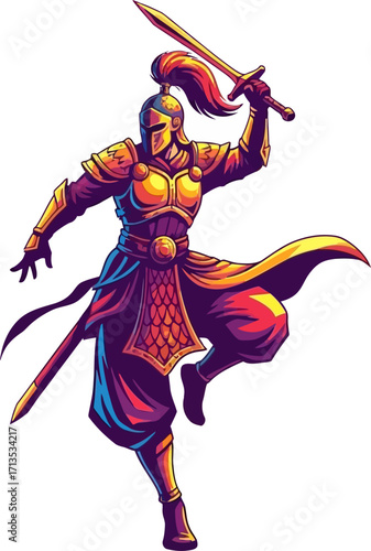the crimsonhaired warrior a dynamic leap of courage and power, isolated on transparent background