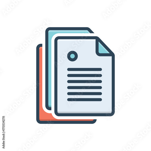 Color illustration icon for document