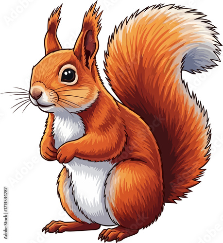 the curious red squirrel a charming forest portrait, isolated on transparent background