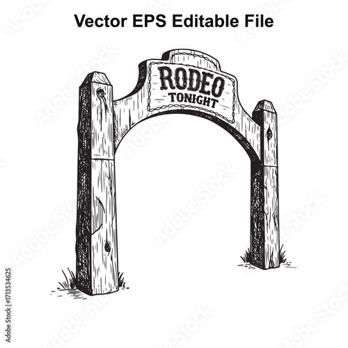 Vector art of rodeo tonight archway
