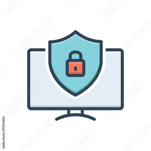 Color illustration icon for security