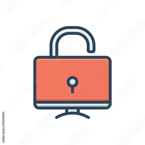 Color illustration icon for security