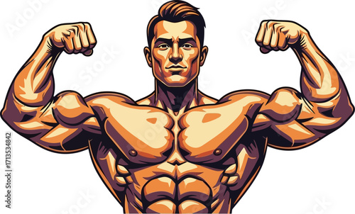 the peak of human strength a bodybuilders powerful pose, isolated on transparent background