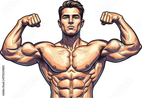 the peak of human strength a champions physique, isolated on transparent background