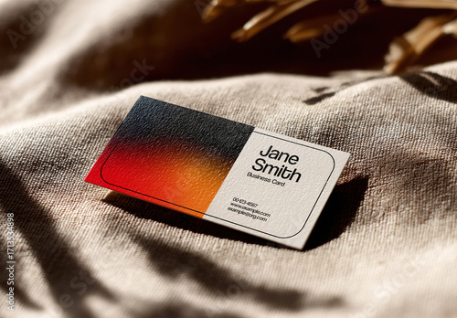 Business Card On Fabric Mockup
