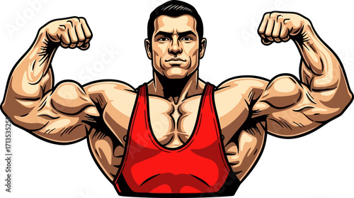 the strongmans confident pose a powerful fitness illustration, isolated on transparent background