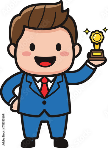 triumphant businessperson a celebration of achievement and success, isolated on transparent background