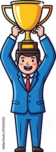 triumphant businessman a champions joyful celebration, isolated on transparent background