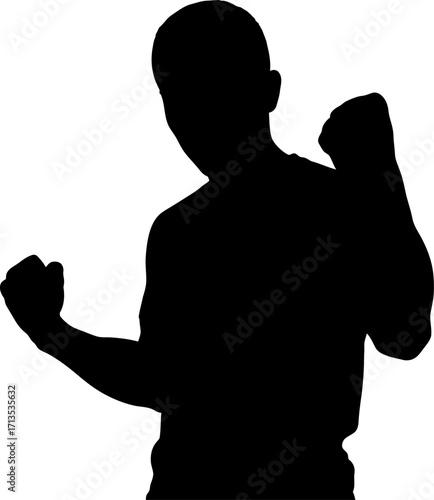 triumphant silhouette a champions victorious pose, isolated on transparent background