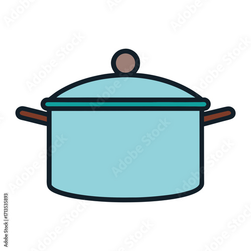 Simple light blue cooking pot with lid and handles