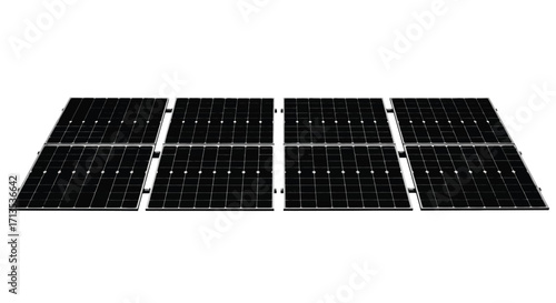 Array of black solar panels producing clean renewable energy for sustainable power generation vector