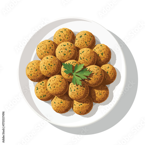 Delicious Falafel Balls on a White Plate A Top-Down View of the Middle Eastern Delight