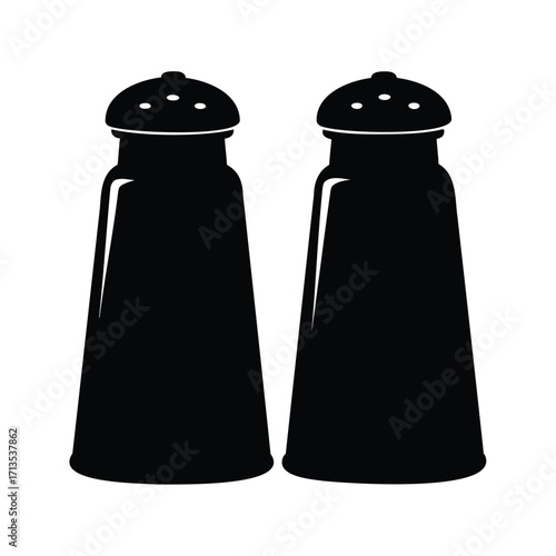 Salt and pepper shakers in silhouette offer a classic dining experience, salt and pepper shakers silhouette vector illustration