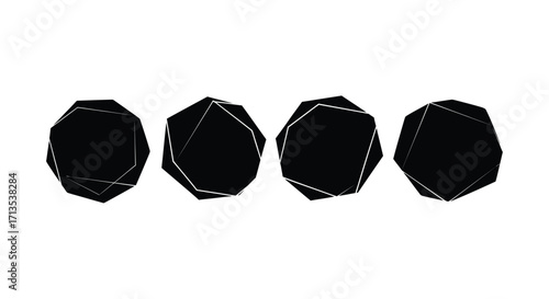 Four organic black shapes with textured irregular edges arranged in a row vector