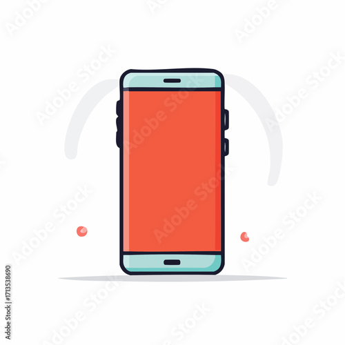 Modern Smartphone with Coral Screen and Teal Frame.