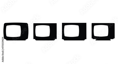 Retro television set icons showing screen detail and vintage design elements vector