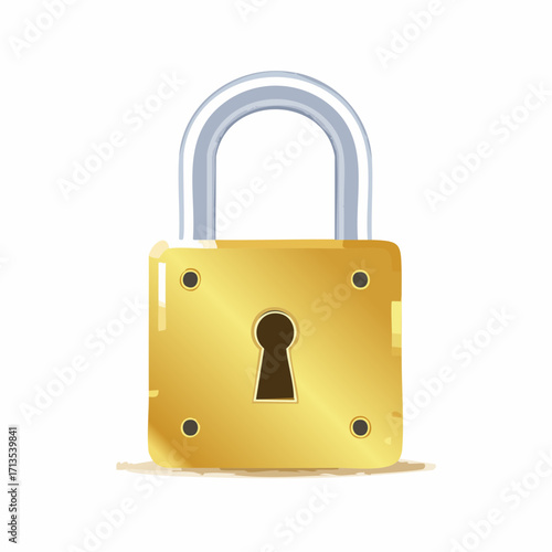 Elegant White Padlock with Gold Accents and Blue Shackle.